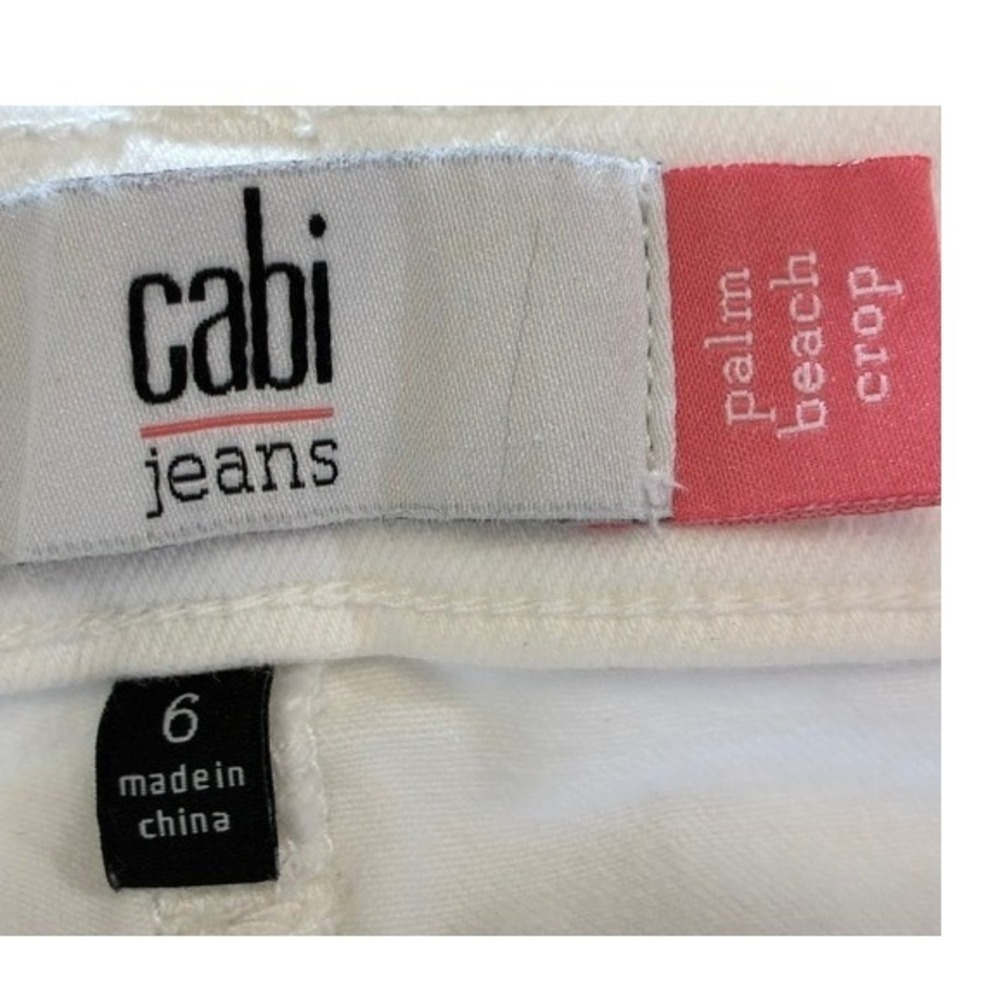 Cabi Palm Beach Crop Jeans Women 6 White Excellent High Rise Button Fly 6494 - Picture 7 of 8